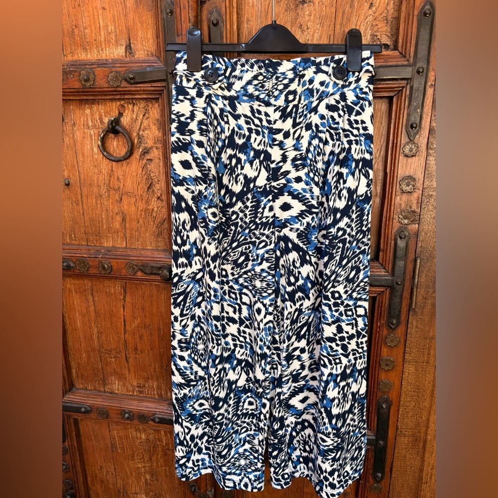 Robert Louis Navy and Cream Abstract Pants